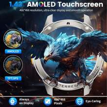 Military Rugged GPS Smartwatch For Men, 1.43" AMOLED Display, 50M Waterproof, 500mAh Battery, BT5.3 Calls, Altitude, Atmospheric Pressure, Compass, 170+Sports Tracking, Fitness Tracker For Outdoor, Climbing, Camping, Running, Gym, Compatible With Android & IOS