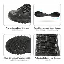 Men's Hiking Shoes Low Top Lightweight Outdoor Trekking Camping Hiking Shoes Climbing Shoes Trail Waterproof - 黑色 - 查看 6