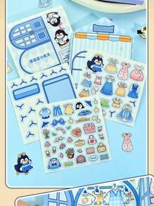 5pcs/10pcs Forest Theme Landscape & Mechanism Stickers, New Cute Scene Stickers, High-Quality For Girls, Stress Relief DIY Stickers