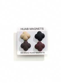 1个/2个/4个/6个/8个装纯色三叶草锌合金头巾磁铁，强力磁性搭扣，适用于女士围巾和服装纽扣，适合春、夏、秋、冬四季，可用于连衣裙、沙滩装、度假装等。 - 彩色 - 查看 16