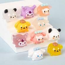 Sanrio 5pcs/7pc Sanrio Hello KT, My Melody, Kuromi, Cinnamon Dog Resin Charms - Luminous DIY Decorative Accessories, Cute Pastel Figurines With Bows, Perfect For Birthdays, Valentine's Day, Christmas, Halloween And Family Gatherings, Party Gifts | Whimsical Charm | Best Small Gifts For Women