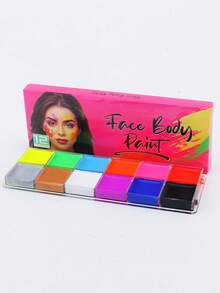 12 色专业油性人体彩绘和纹身颜料：鲜艳、持久、易于涂抹的调色板，适合节日、派对和活动 - 12色螢光色 - 查看 10