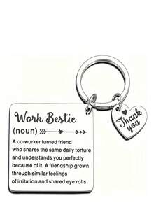 Stainless Steel Keychain With Heart Charms - Perfect Gift For Farewell, Retirement For Co-Workers Or Boss Car Accessories Bag Charm Backpack For School - Silver - View 1