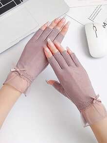 1双女士半指防晒手套，薄款蕾丝骑行手套，透气舒适，适合夏季驾驶/骑行 - 彩色 - 查看 6