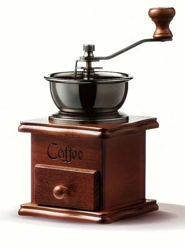 1pc Vintage Manual Coffee Grinder With Ceramic Core - Wooden Hand-Cranked Espresso Maker For Freshly Ground Beans, Ideal For Home Barista Experience, Coffee Grinder|Vintage Coffee Grinder|Wooden Coffee Maker