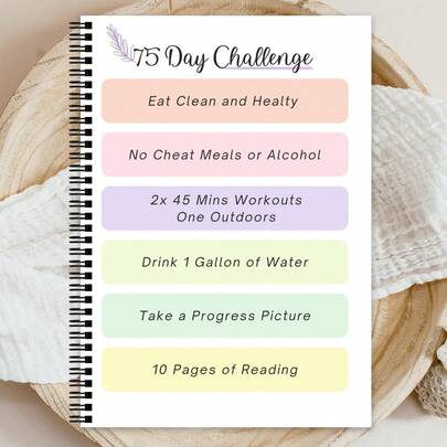 75-dagen Challenge Tracker Set - Inclusief: 75-dagen Challenge Journal, Fitness Journal, Habit Tracker, Time Management & Registratie van dagelijkse taken & voortgang, Geschikt voor diverse doelen, Schoolbenodigdheden, Terug naar school