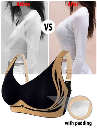 صدريات تعزيز الصدر ، صدريات بدون غرز مبطنة للنساء ، صدريات بدون سلك ، صدريات داعمة للصدر ، صدريات لتشكيل الصدر ، ملابس داخلية نسائية