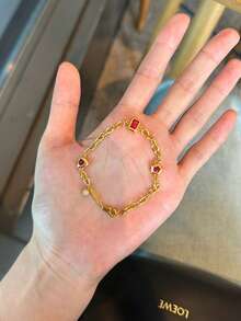 1pc Heart Shaped Bracelet, 2025 New Luxury Delicate Chain With Red Heart, Fashionable Premium Personalized Jewelry - Red Heart Bracelet - View 5