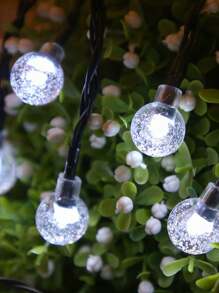1 Pc Crystal Ball Shaped Led String Lights,20/30/50/100/200 LED , Outdoor Waterproof String Lights, LED Garden Yard Garland Lights Garden Solar Garden Decoration, Waterproof Solar Patio Lights, Solar Fairy Lights For Garden Yard Porch Wedding Party Decor