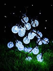 1 Pc Crystal Ball Shaped Led String Lights,20/30/50/100/200 LED , Outdoor Waterproof String Lights, LED Garden Yard Garland Lights Garden Solar Garden Decoration, Waterproof Solar Patio Lights, Solar Fairy Lights For Garden Yard Porch Wedding Party Decor