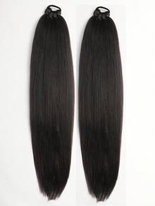 2 件装儿童马尾接发 合成环绕式马尾辫 带橡皮筋发圈 DIY 24 英寸