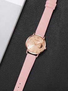 3 件套女士时尚休闲月亮和星星数字表盘石英腕表套装，不含表盒