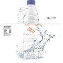 10pcs Teddy Bear Theme Water Bottle Labels, Blue & Pink Background Party Decoration Stickers For Beverages, Cans, Cups, Suitable For Birthday, Shower, Engagement, Picnic, Wedding, Gift Packaging