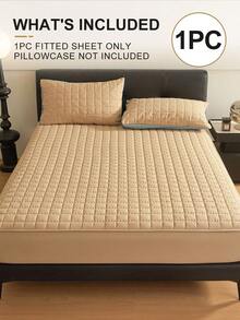 1pc Warterproof Fitted Sheet, Bedding, Waterproof Mattress Protector, Fall Decor, Halloween Decor, Christmas Decoration, Skin-Friendly Mattress Cover, Bedroom Decor, Breathable Quilted Mattress Cover For 8-15" Mattress, Room Decor, Noiseless Bed Mattress Cover For Bedroom, Dorm Room - 駝色 - 查看 2
