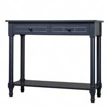 Consola de dos niveles con dos cajones, consola para entrada, mesa de sofá con estantes, mesa de entrada detrás del sofá, para sala de estar y cocina, color negro. - Como se muestra - Ver 5