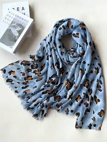 1pc Bohemian Leopard Print Versatile Beautiful & Unique Scarf, Suitable For Holiday Photos, Beach, Travel, Cosplay, Party, Fashionable, Autumn/Winter New Women Design - Multicolor - View 16