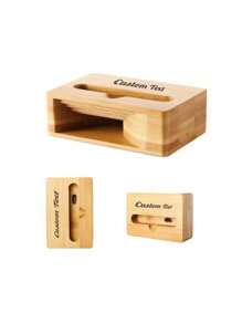 1 pieza Soporte de teléfono con forma de megáfono de bambú creativo, texto personalizable grabado, apto para fiestas de Navidad, San Valentín, Acción de Gracias, Día de la Madre, Día del Padre, Graduación, regalos de cumpleaños