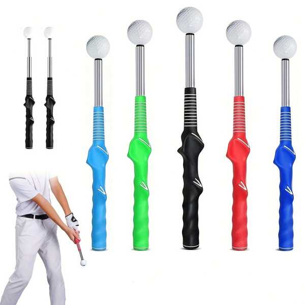 Entraîneur de swing de golf réglable; Club de golf en acier inoxydable pour droitier; Entraîneur de force de préhension d'intérieur pour la puissance et le rythme; Accessoires de golf pour le chipping et le swing; Cadeau de Thanksgiving et de Noël - Noir/Rouge/Bleu