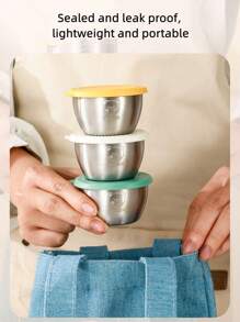 2 pezzi/4 pezzi/6 pezzi Coppette per salse mini in acciaio inossidabile 304 con coperchi, piattini portatili per condimenti per uso domestico per ketchup, condimenti per insalata, uso esterno, forniture scolastiche