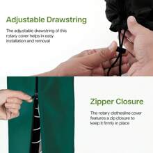 1 buc. Husă rotativă impermeabilă pentru frânghie de rufe, 165/180 cm, 360° - Protector pentru uscător cu fermoar, rezistent la intemperii, cu rezistență UV, adăpost pentru uscător de exterior și accesoriu pentru umbrelă de grădină