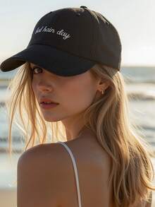 Șapcă de baseball cu coadă de cal brodată "Bad Hair Day", 1 buc., pălărie de soare reglabilă și respirabilă pentru golf, pălării de baseball casual pentru exterior pentru femei în toate anotimpurile, sărbători, festivaluri - broderie - Vizualizare 3