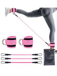 6pcs Ankle Resistance Bands Set - Leg And Thigh Training Equipment With Adjustable Straps, Durable TPE Material For Effective Workout - Black - View 7