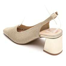 Zapatos de tacón alto con diseño geométrico hueco y punta abierta - Dorado - Ver 4