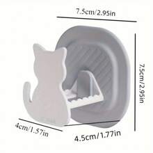 1pc Cat-Shaped Sponge Holder With Wall Mount, Easy Install, Casual Style, Plastic Material, Kitchen And Bathroom Sponge And Brush Organizer, Utility Hooks