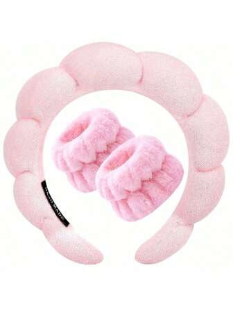 3pcs High Crown Hair Accessories For Women Washing Face, Bathing Sponge Hair Hoops, Makeup Remover Hairband