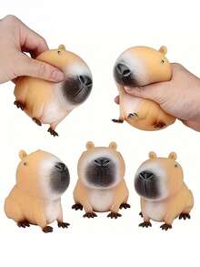 1个可爱水豚挤压玩偶，水豚毛绒玩偶，柔软Q弹玩偶，减压玩偶，办公桌玩偶，逼真动物减压玩偶，儿童礼物，儿童玩偶，女孩玩偶，男孩玩偶，感官玩偶，女孩礼物，儿童派对礼品，女孩游戏，男孩游戏，儿童游戏，斋月礼物，学校课堂奖品，派对礼品袋填充物，生日派对礼物，派对游戏，趣味礼物