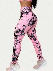 Women's Marbled Gym Leggings - Màu Hồng baby - Xem 2