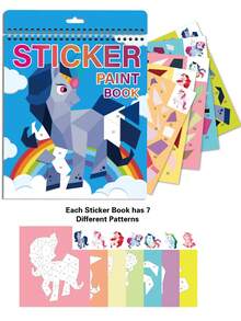 Mosaic Puzzle Sticker Book, Cartoon Stickers For Children Quiet Focused DIY, Spiral Notebook - Blue Ocean - View 6