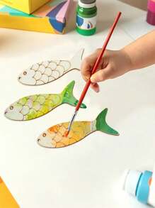 40PCS/20sets DIY Wooden Fish Cutouts Unfinished Wood Ornament Blanks Fish Shaped Wooden Things To Paint, Wood Hanging Ornaments With Hemp Rope Crafting Supplies Home Party Decoration,Open Design, Easy To Hang,Halloween Decorations, Halloween Party Supplies, Christmas Decorations, Christmas Party Supplies