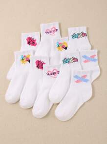 5 paia di calzini lunghi da bambino a forma di cuore, con orsetto e fiori, adatti per la vita quotidiana di bambine e bambini