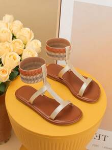 Fashionable Gold Flat Sandals, Suitable For Parents And Children, Perfect For Holiday Parties - Brown - View 4