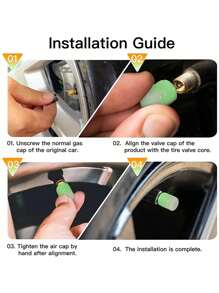 Car Tire Valve Stem Caps With Glow In The Dark Function