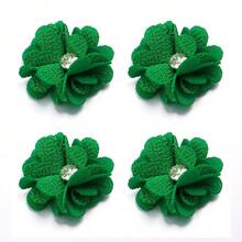 Paquete de 10 flores de encaje con perlas de 3,5 cm y 4 pétalos con rhinestones, flores multicapa DIY para decoración de bodas, fiestas y ropa - flores de cáñamo perlado - Ver 10