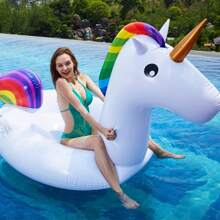 Aufblasbarer Einhorn-förmiger Wasserreiter, Sommer aufblasbarer Wasserreiter, Strandutensilien, Strandaccessoires, Schwimmring