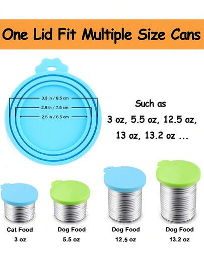 1件/3件/6件食品罐盖，带通用硅胶弹力盖，通用罐盖，食品硅胶罐盖，金枪鱼罐头盖，三合一硅胶密封盖，宠物食品罐盖，罐盖，宠物食品储存容器盖，用于保持食物新鲜，适用于各种罐头食品，适合日常使用，厨房，冰箱