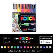 Set de marcadores acrílicos UNI Feutre, nuevo empaque, PC-1M, PC-3M, PC-5M, bolígrafo para póster publicitario POP, dibujo, manualidades de arte para estudiantes, útiles escolares