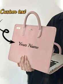 Custom Chic Pink PVC Faux Leather Laptop Bag,Personalized Name, Lightweight & Secure, Portable Multi-Functional Computer Case - Versatile For Office,School Supplies,Back To School,School Gift,For Office,For School,For Classroom,For Teacher Gifts,For University,For Colleague,For Dorm Rooms,For Teacher,For Boys And Girls,For Teenagers,Junior High School Students,Middle School Students,High School Senior High School Students,College Students,University Students,Freshman,Sophomore,Underclassmen,All-Purpose,Large Capacity,Versatile,Multifunction,Colorful,Cute,Adorable,Contracted,Funny,Kawaii,Y2K,Minimalist,Commuting,Business Casual,Basics,Custom,Personalized,Unique,Customized,Ideal Gifts For Him,Ideal Gifts For Her,Her,Family,Friends,Girlfriend,For Anniversaries,For Birthdays,For Holiday/ Vacation,For Outdoors/Outings/Travel/Hiking/Stadium/Sports/Climbing,For Business/Commute/Work/Office