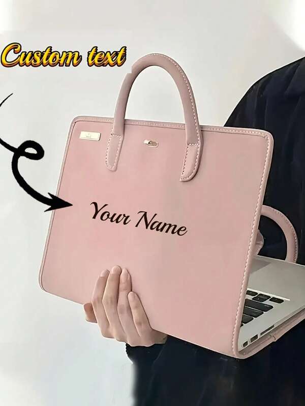 Personalisierte, schicke, rosa PVC-Laptoptasche aus Kunstleder, mit personalisiertem Namen, leicht und sicher, tragbares multifunktionales Computergehäuse – vielseitig einsetzbar für Büro, Schulbedarf, den Schulanfang, als Geschenk fürs Büro und die Schule, für den Klassenraum, Geschenke für Lehrer, die Universität, College, Studenten, Universitätsstudenten, Erstsemester, Zweitsemester