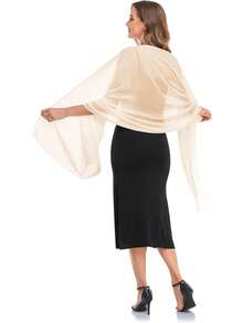 Chiffon Shawls And Wraps For Evening Dresses Women Elegant Soft Scarf Bridal Scarve Wedding - Champagne - View 5