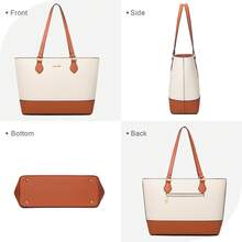 UKEIN 4PCS Women Fashion Handbags Purses Wallet Tote Shoulder Bags Casual Crossbody Bags, Best Valentine's Day Gift For Ladies Girls, Satchel Purse Set 4pcs - 棕白色 - 查看 2