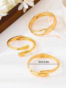 3pcs Fashion Asymmetric Metallic Water Drop And Snake-Shaped Bangle Bracelets, Personalized Geometric Abstract Design, Luxurious And Elegant Accessory Suitable For Women, Everyday Wear Or Holiday Gift