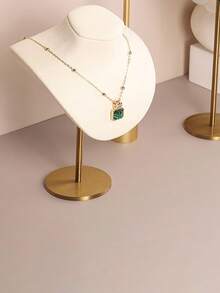 1pc Retro High-End Microfiber V-Shaped Model Neck Metal T-Bar Jewelry Display Stand For Earrings, Necklaces And Pendants, Jewelry Showcase Display Rack Suitable For Wedding And Gifts Back To School - Multicolor - View 4