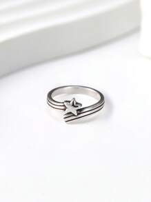 1 Stück einfacher, einzigartiger 925er Sterling Silber Sternengucker Wickel-Ring, Schmuckgeschenk für Frauen