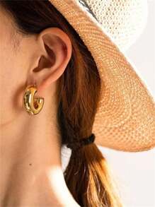 3pairs Luxury Stainless Steel Exaggerated Water Drop Stud Earrings Set, Suitable For Wear And Gift Giving