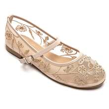 Women's Buckle Design Casual Versatile Flat Shoes - Nude - View 4