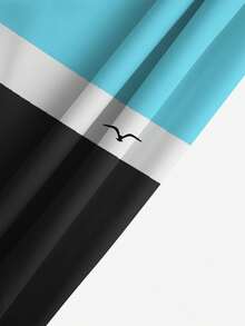 Quần short nam họa tiết in có dây rút ở eo, túi bên hông, thoáng khí kiểu Hawaian, hai lớp lưới lót, thiết kế khối màu 3D hình chim mòng biển, quần bơi đi biển thường ngày - Nhiều màu - Xem 7